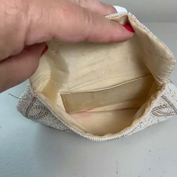 VTG Art Deco Handmade Geometric Design Snap Closure Beaded Clutch Purse - Picture 6 of 7